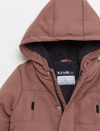 Parka déperlante à capuche avec doublure effet moutonné