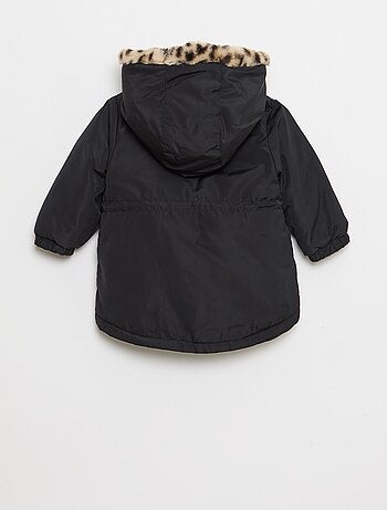 Parka doublé à capuche avec fausse fourrure