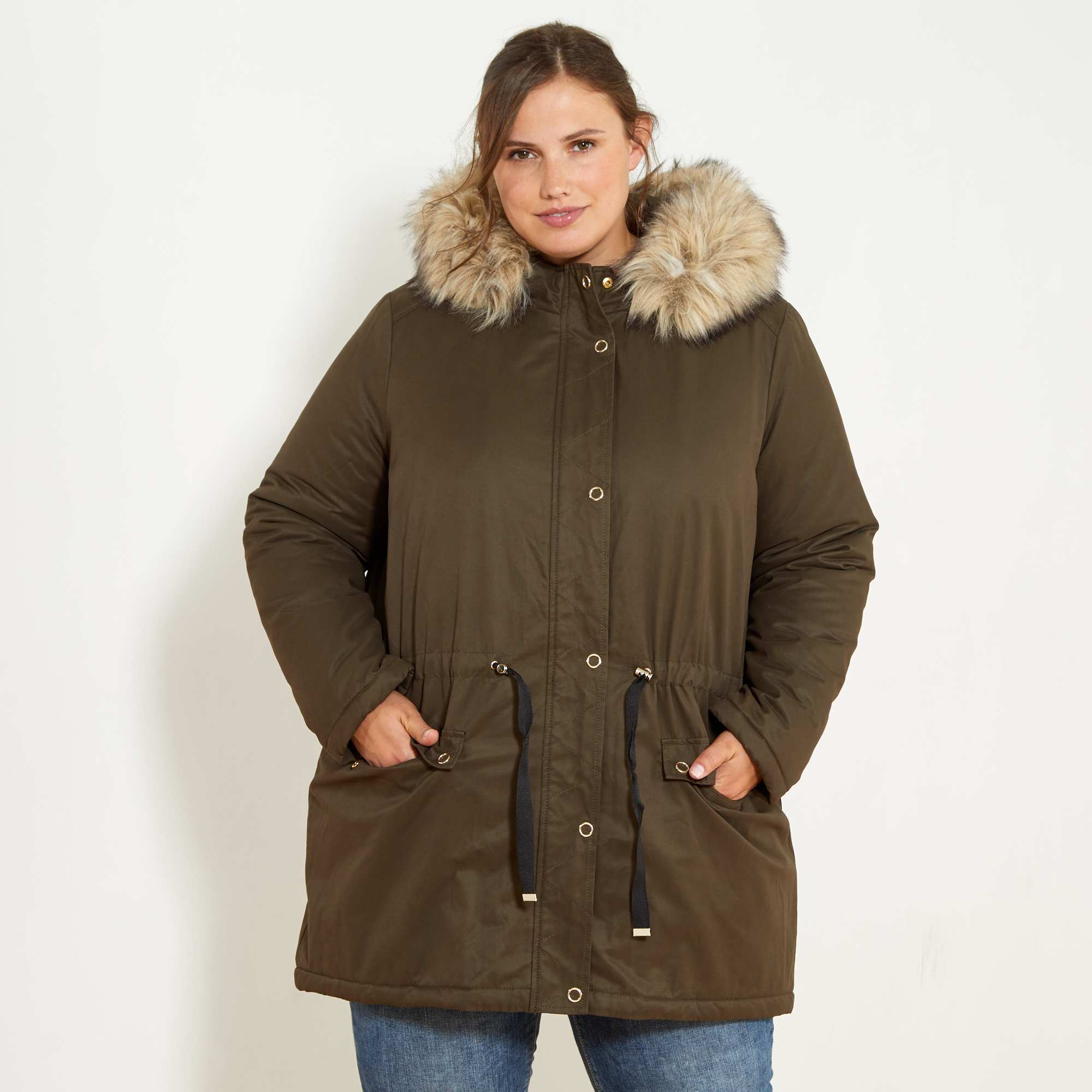 Parka en coton avec capuche et fausse fourrure Grande ...