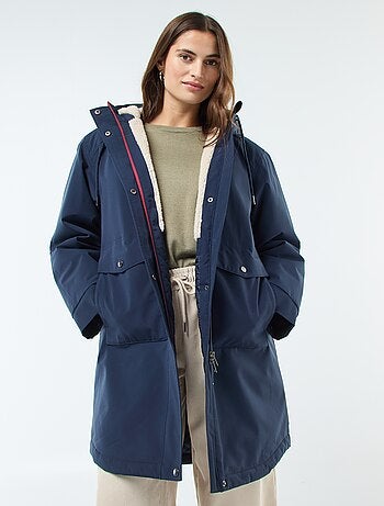 Parka longue à capuche doublure effet moutonné