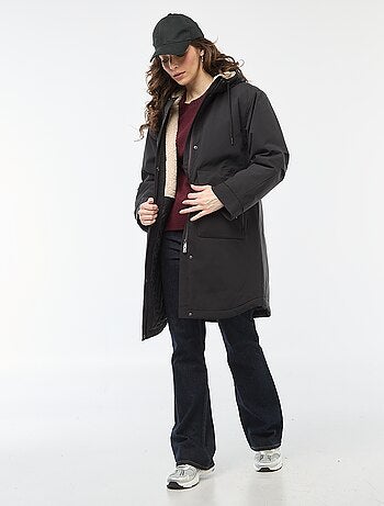 Parka longue à capuche doublure effet moutonné