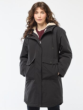 Parka longue à capuche doublure effet moutonné