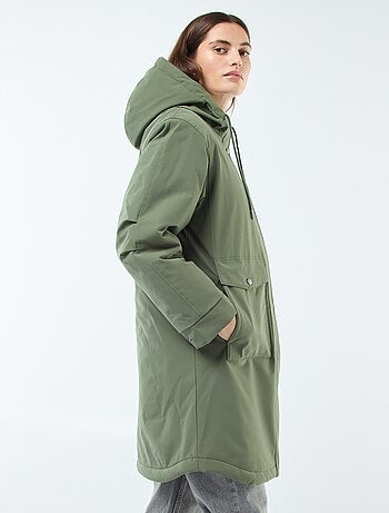 Parka longue à capuche doublure effet moutonné