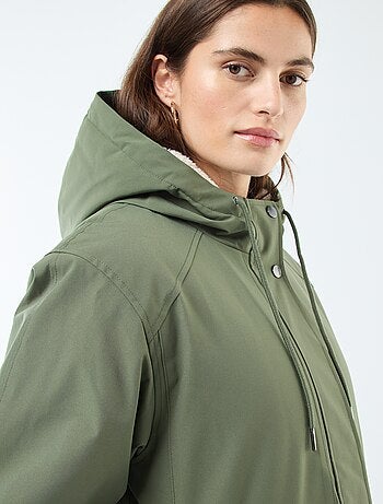 Parka longue à capuche doublure effet moutonné