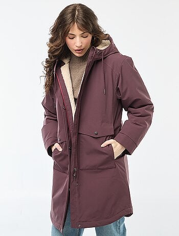 Parka longue à capuche doublure effet moutonné