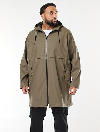Parka unie longue et déperlante à capuche