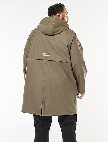 Parka unie longue et déperlante à capuche