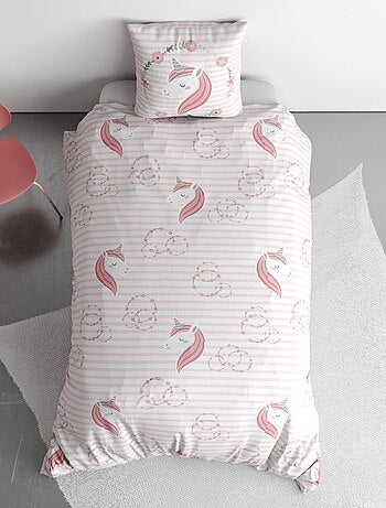 Parure de lit à imprimé licorne - 1 personne