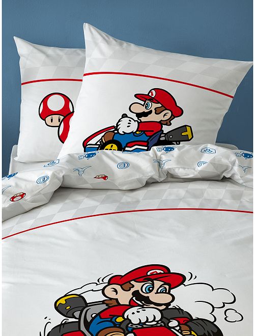 Parure de lit 'Mario Kart'                             blanc 
