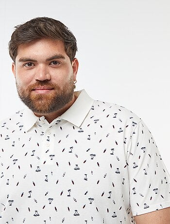 Polo à motifs en maille piquée