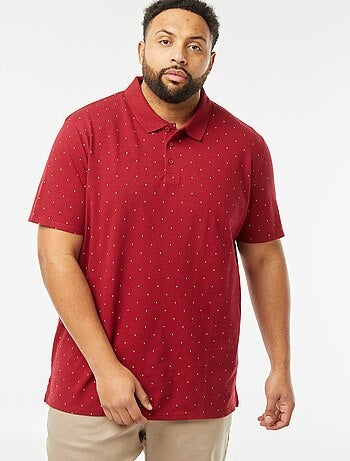 Polo à motifs en maille piquée