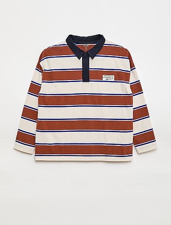 Polo à rayures en maille jersey à manches longues