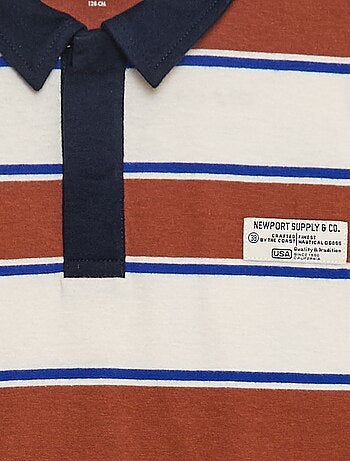 Polo à rayures en maille jersey à manches longues