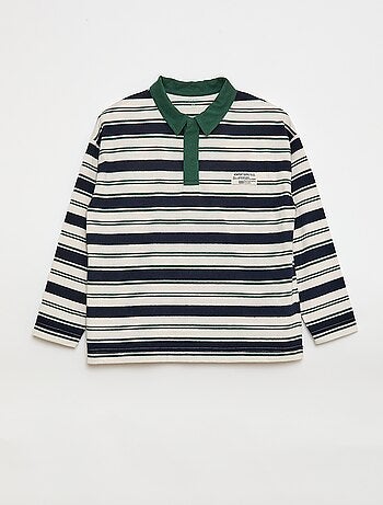Polo à rayures en maille jersey à manches longues