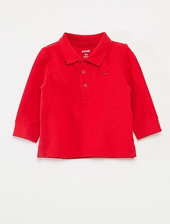 Polo en coton piqué à manches longues