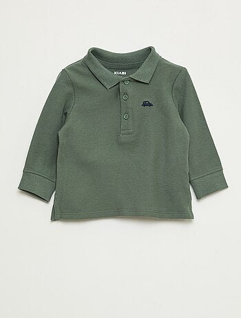Polo en coton piqué à manches longues