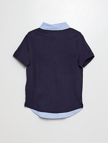 Polo en jersey manches courtes effet 2 en 1