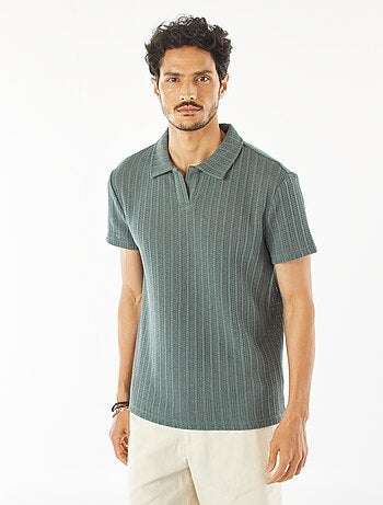 Polo en maille gaufrée à manches courtes