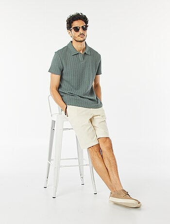 Polo en maille gaufrée à manches courtes