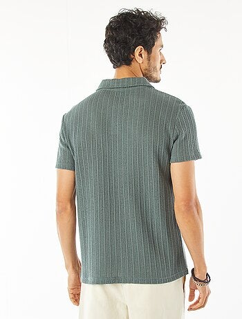Polo en maille gaufrée à manches courtes