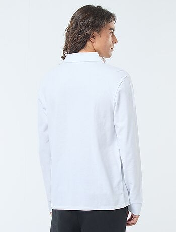 Polo en maille piquée à manches longues uni