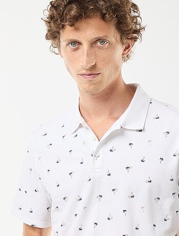 Polo en maille piquée avec motif all-over