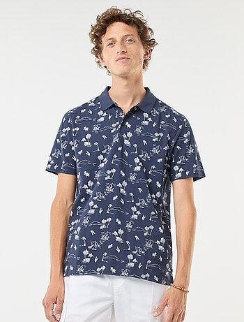 Polo en maille piquée avec motif all-over