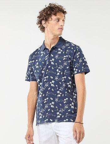 Polo en maille piquée avec motif all-over
