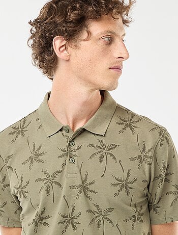 Polo en maille piquée avec motif all-over
