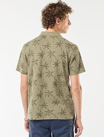 Polo en maille piquée avec motif all-over