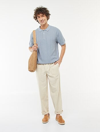 Polo en maille tricot à manches courtes