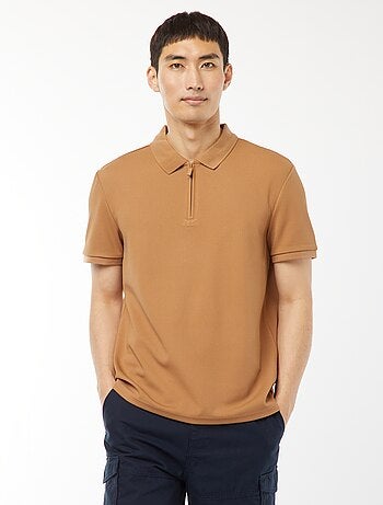 Polo en nid d'abeilles et col zippé