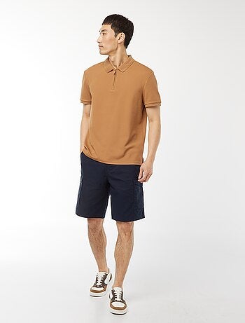 Polo en nid d'abeilles et col zippé