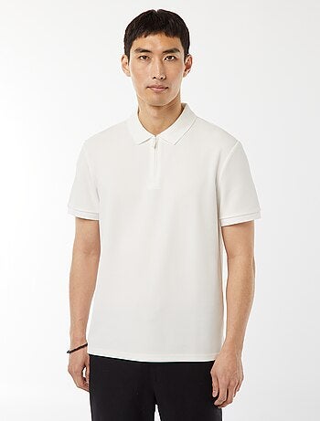 Polo en nid d'abeilles et col zippé