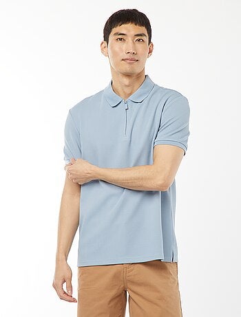 Polo en nid d'abeilles et col zippé