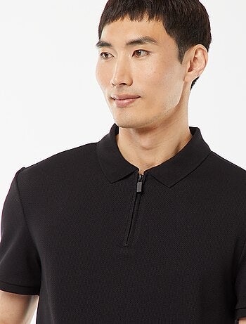 Polo en nid d'abeilles et col zippé