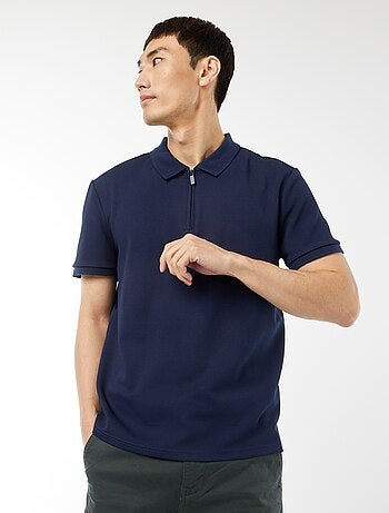 Polo en nid d'abeilles et col zippé