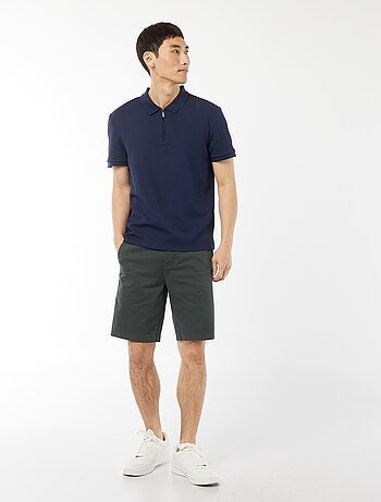 Polo en nid d'abeilles et col zippé