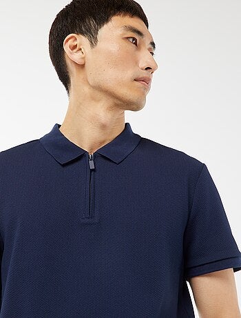 Polo en nid d'abeilles et col zippé