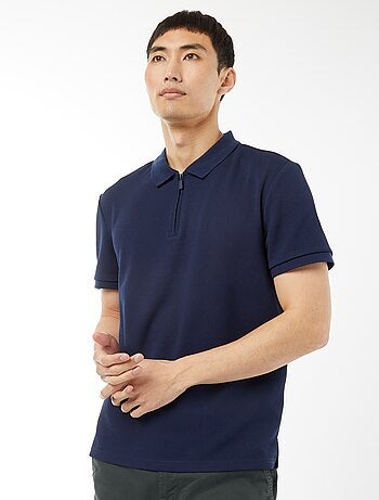 Polo en nid d'abeilles et col zippé