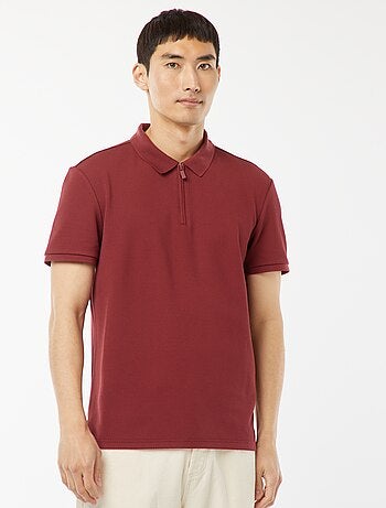 Polo en nid d'abeilles et col zippé