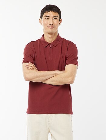 Polo en nid d'abeilles et col zippé