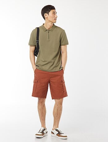 Polo en nid d'abeilles et col zippé