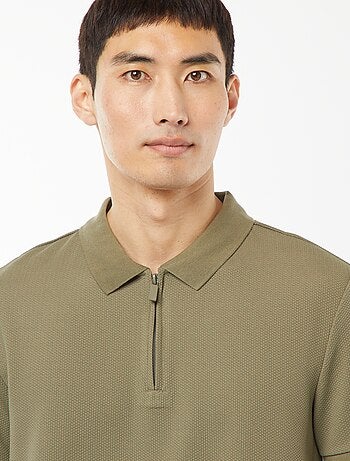 Polo en nid d'abeilles et col zippé