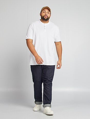 Polo en piqué de coton à col tunisien