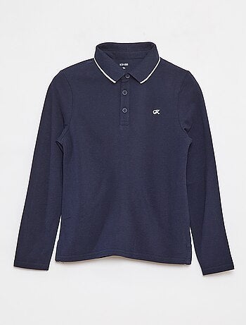 Polo en piqué de coton à manches longues