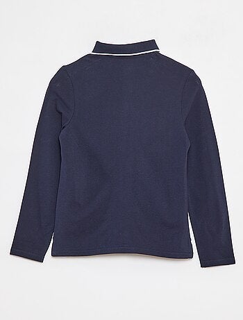 Polo en piqué de coton à manches longues