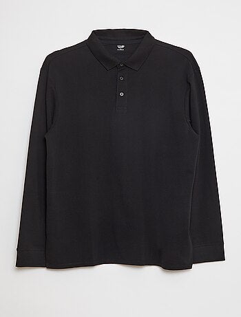 Polo en piqué de coton à manches longues