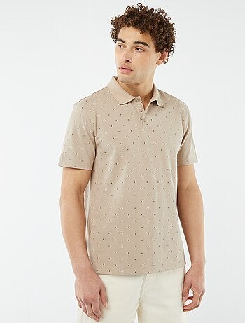 Polo en piqué de coton avec imprimé