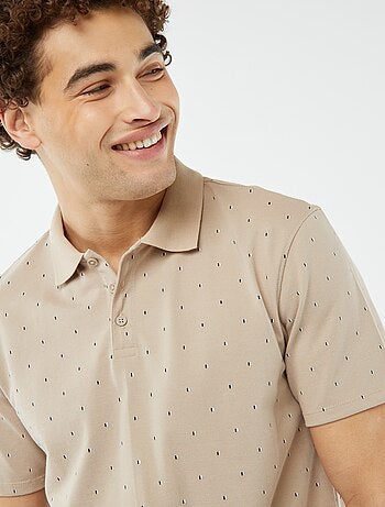 Polo en piqué de coton avec imprimé